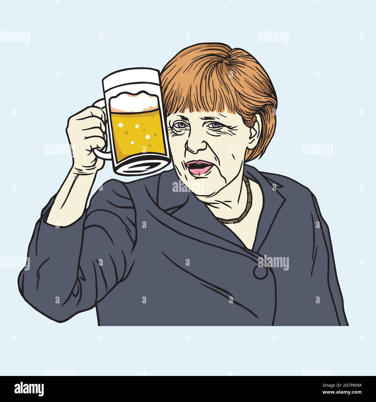 Angela Merkel Octoberfest. Vector Cartoon Illustration Drawing Stock Vector