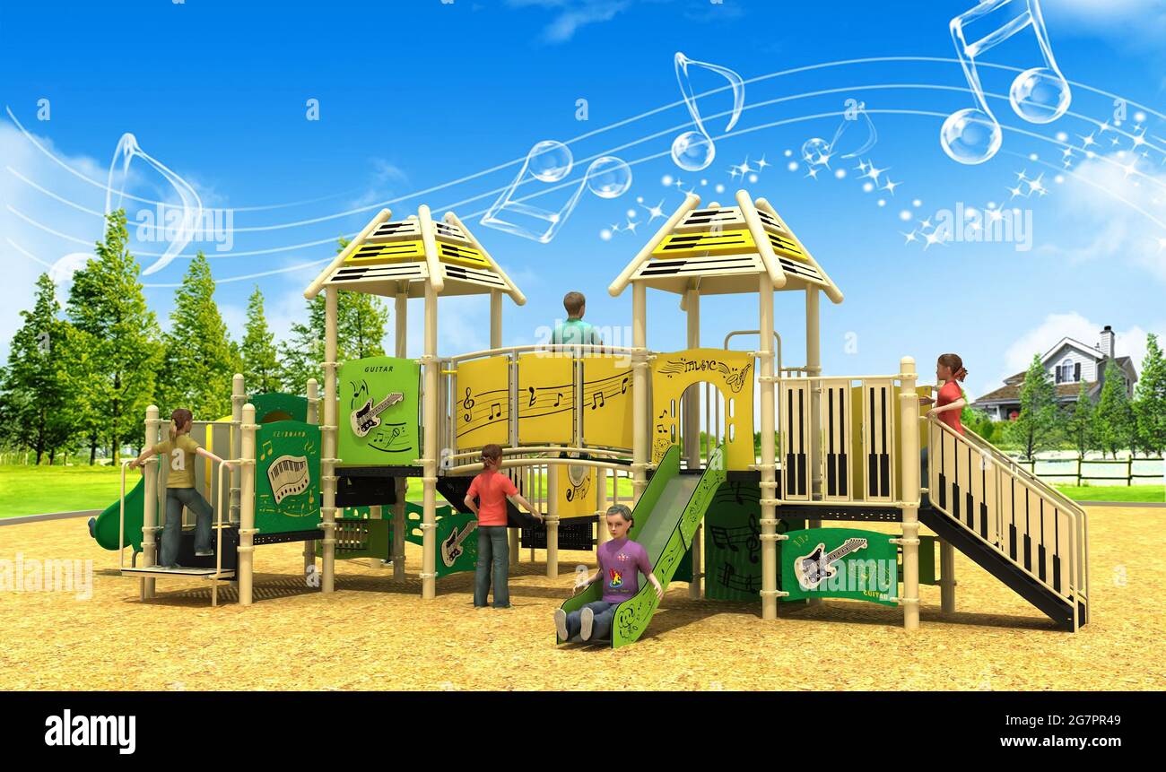 PARQUE DE JUEGOS PARA NIÑOS, PLAY PARK FOR CHILDREN – RENDER Stock Photo -  Alamy