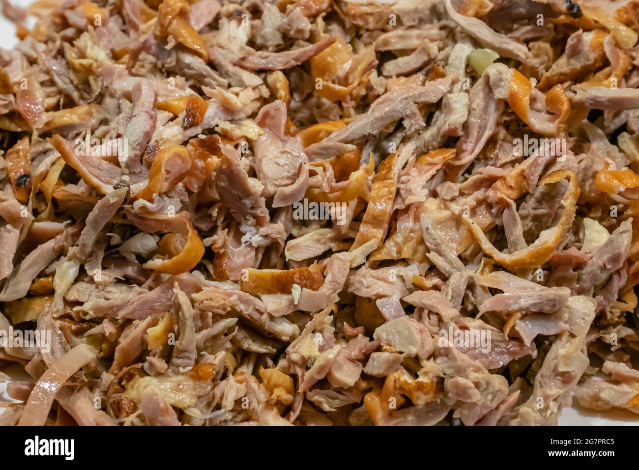 Roast duck, a close up of Taiwanese traditional sliced roasted duck food at Taiwan night market. Stock Photo