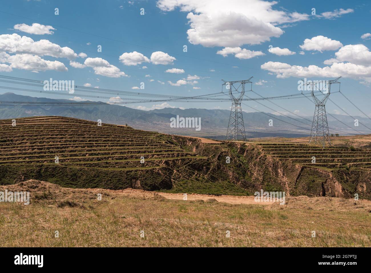 Rural Natural Landscape of Loess Plateau in Shanxi Province, China Stock Photo