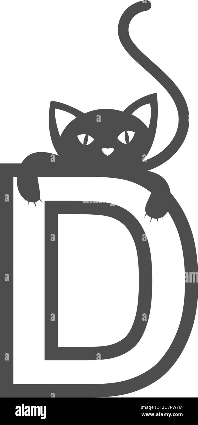 Letter D with black cat icon logo design template vector Stock Vector ...