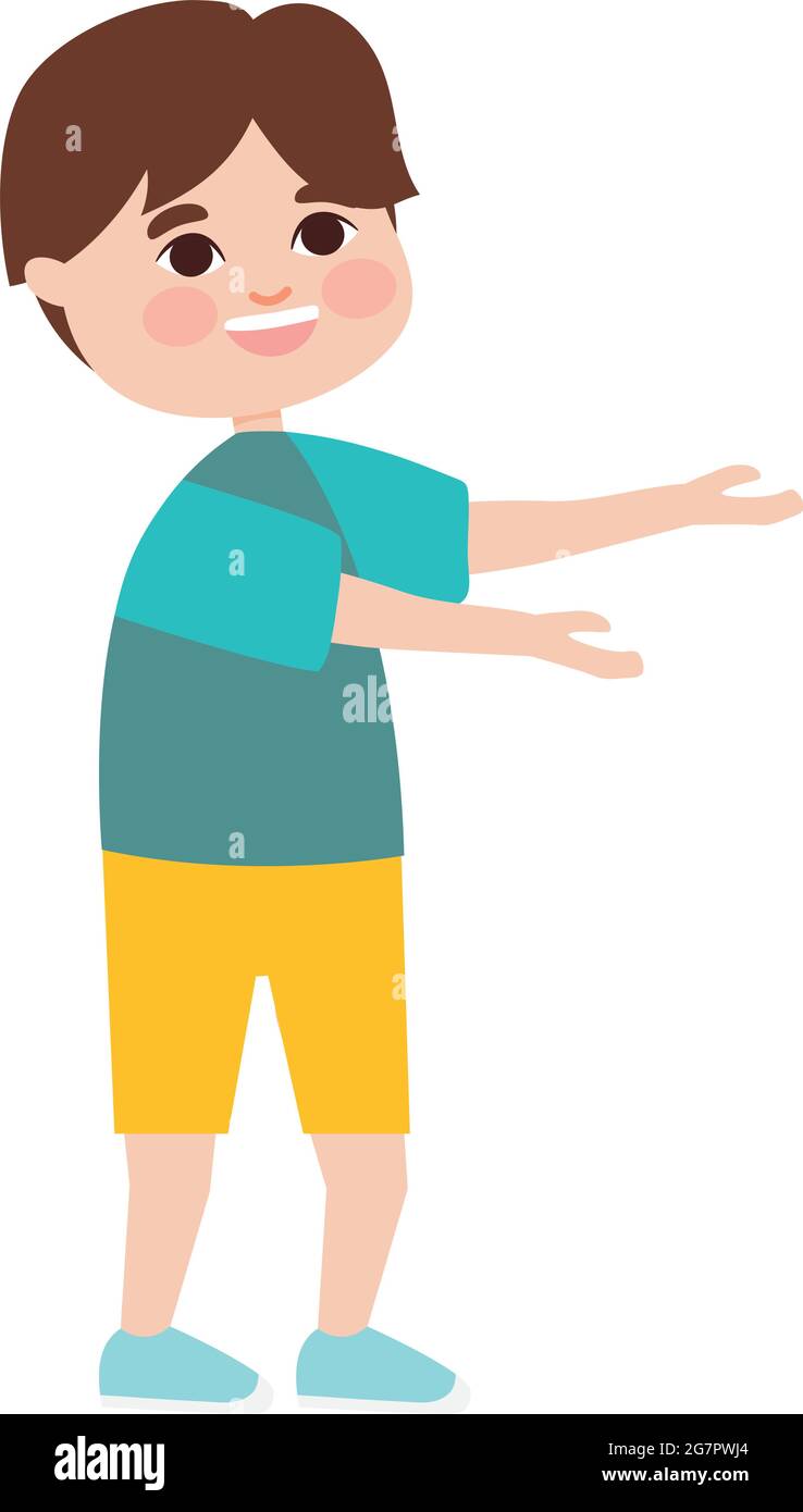 happy boy standing on white background Stock Vector Image & Art - Alamy