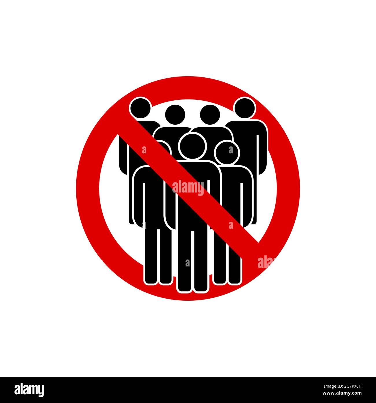 No crowd icon. Quarantine prohibition sign. Public access restriction. Persons symbol isolated. Vector illustration. Stock Vector