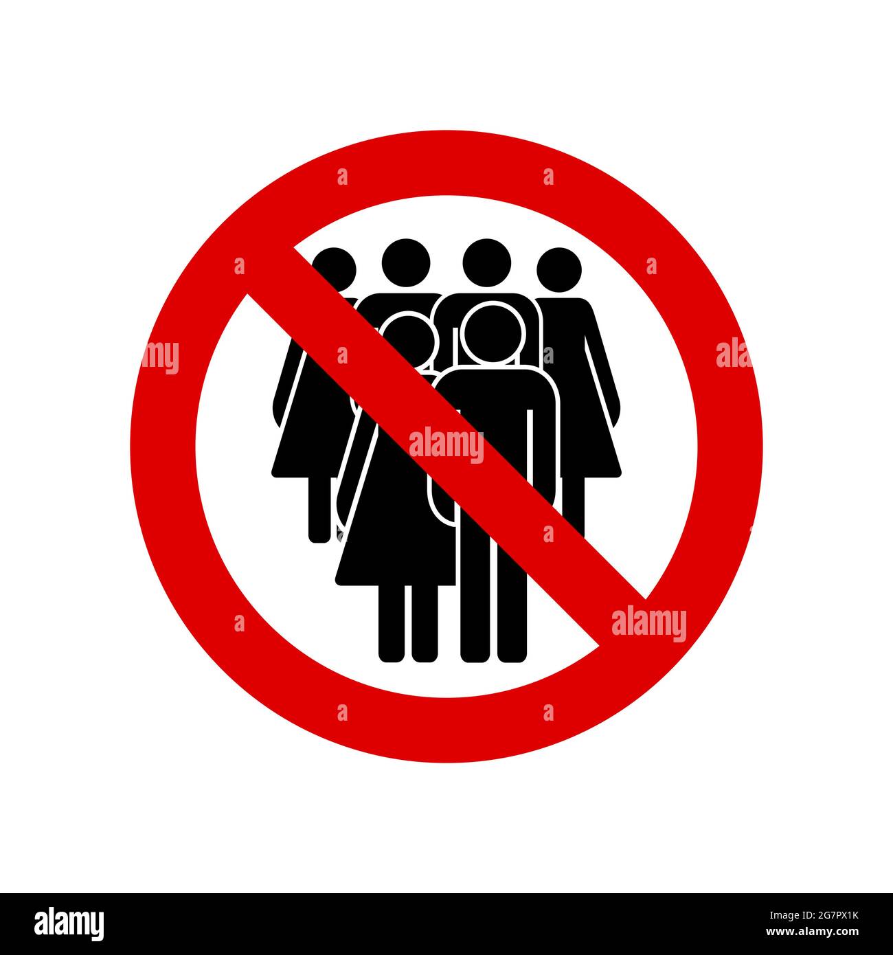 No crowd icon. Quarantine prohibition sign. Public access restriction. Persons symbol isolated. Vector illustration. Stock Vector