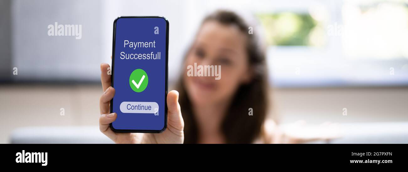 Online Rent Payment And Money Transfer Confirmed Stock Photo