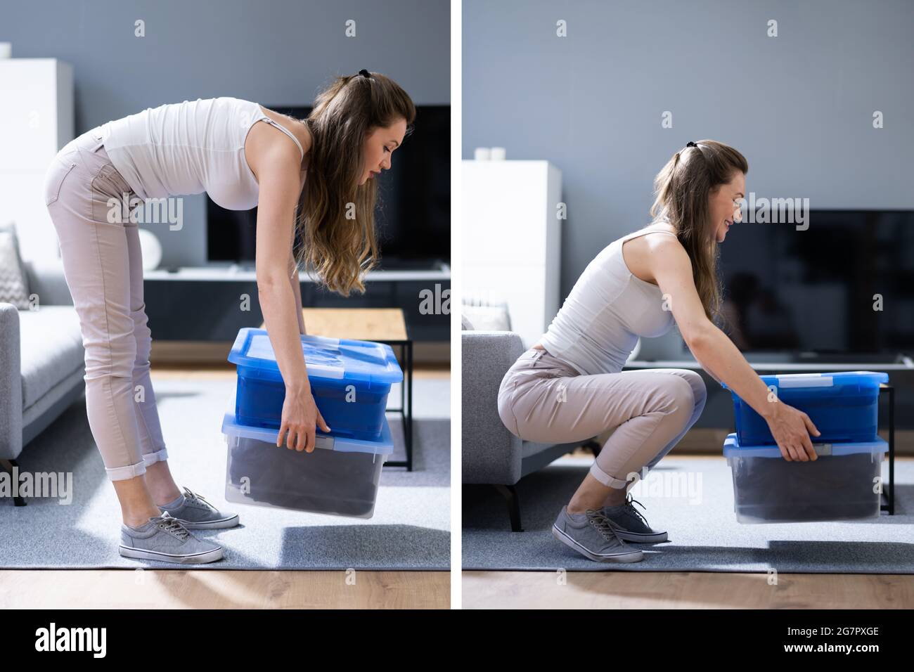 Incorrect Box Lifting Posture. Heavy Weight Lift Stock Photo Alamy