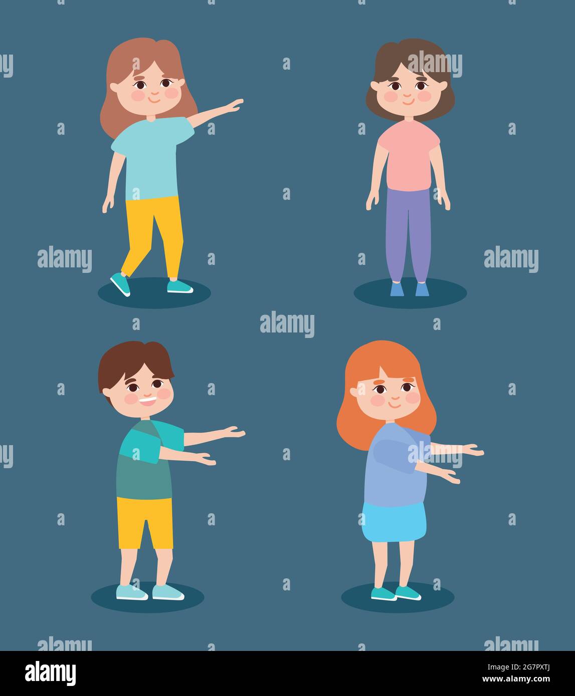 happy girls and boy set Stock Vector Image & Art - Alamy