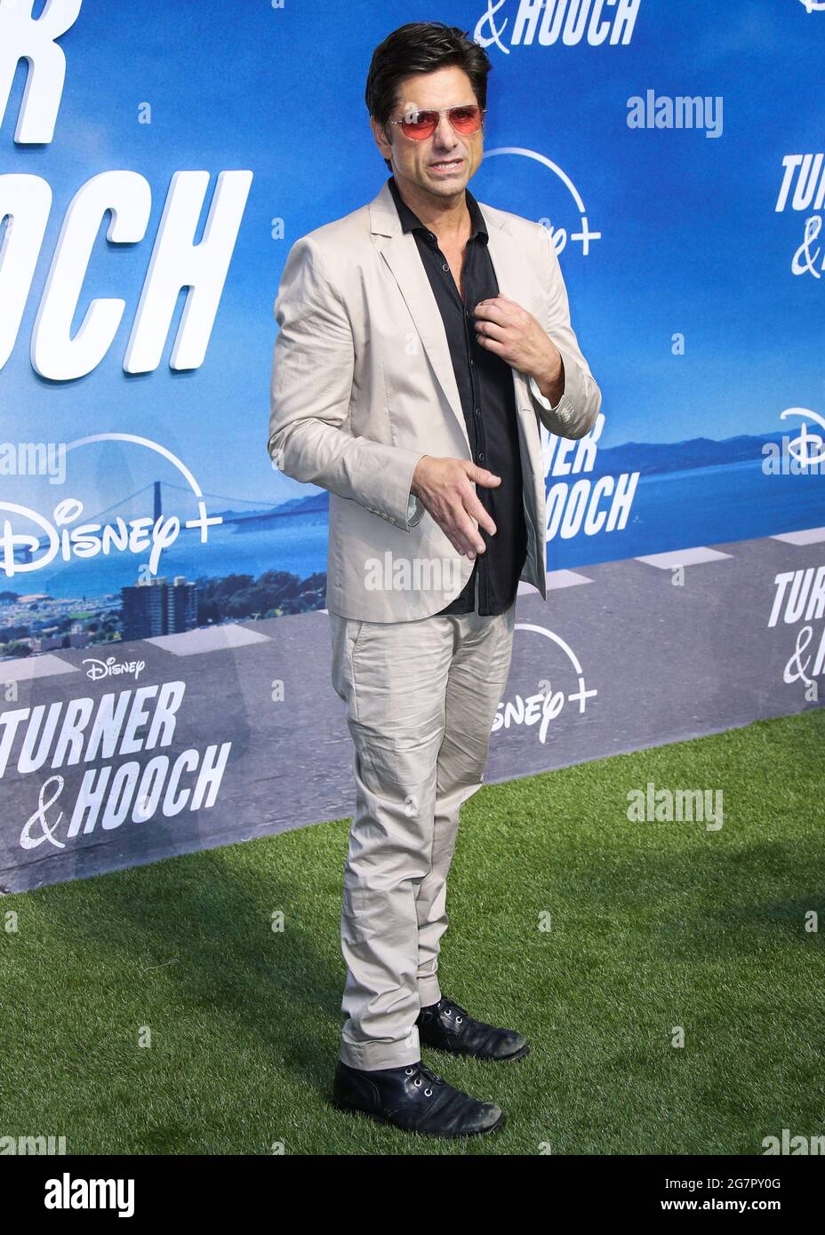 Los Angeles, United States. 15th July, 2021. CENTURY CITY, LOS ANGELES, CALIFORNIA, USA - JULY 15: Actor John Stamos arrives at the Disney  'Turner & Hooch' Los Angeles Premiere Event held at the Westfield Century City Mall on July 15, 2021 in Century City, Los Angeles, California, United States. (Photo by Xavier Collin/Image Press Agency/Sipa USA) Credit: Sipa USA/Alamy Live News Stock Photo