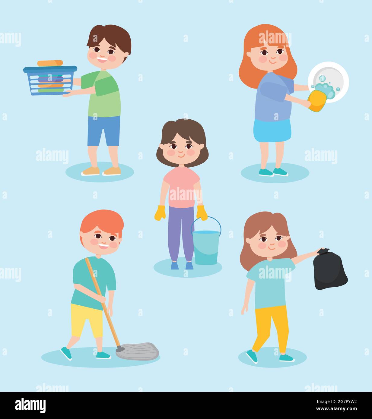 people doing household chores set Stock Vector Image Art Alamy