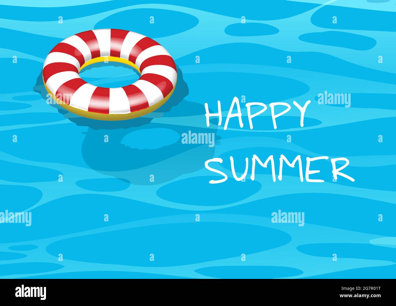 Red and white inflatable round pool float tube lifesaver ring in blue  swimming pool on a sunny day. Vacation background. Vector illustration.  Copy spa Stock Vector Image & Art - Alamy