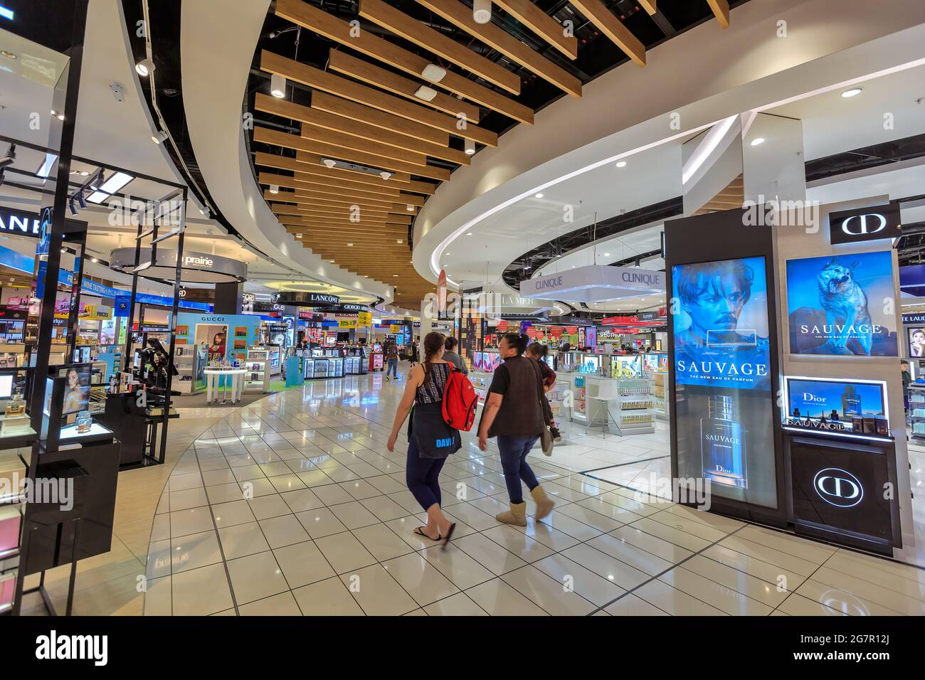 The duty free mall at Auckland International Airport, Auckland, New Zealand Stock Photo
