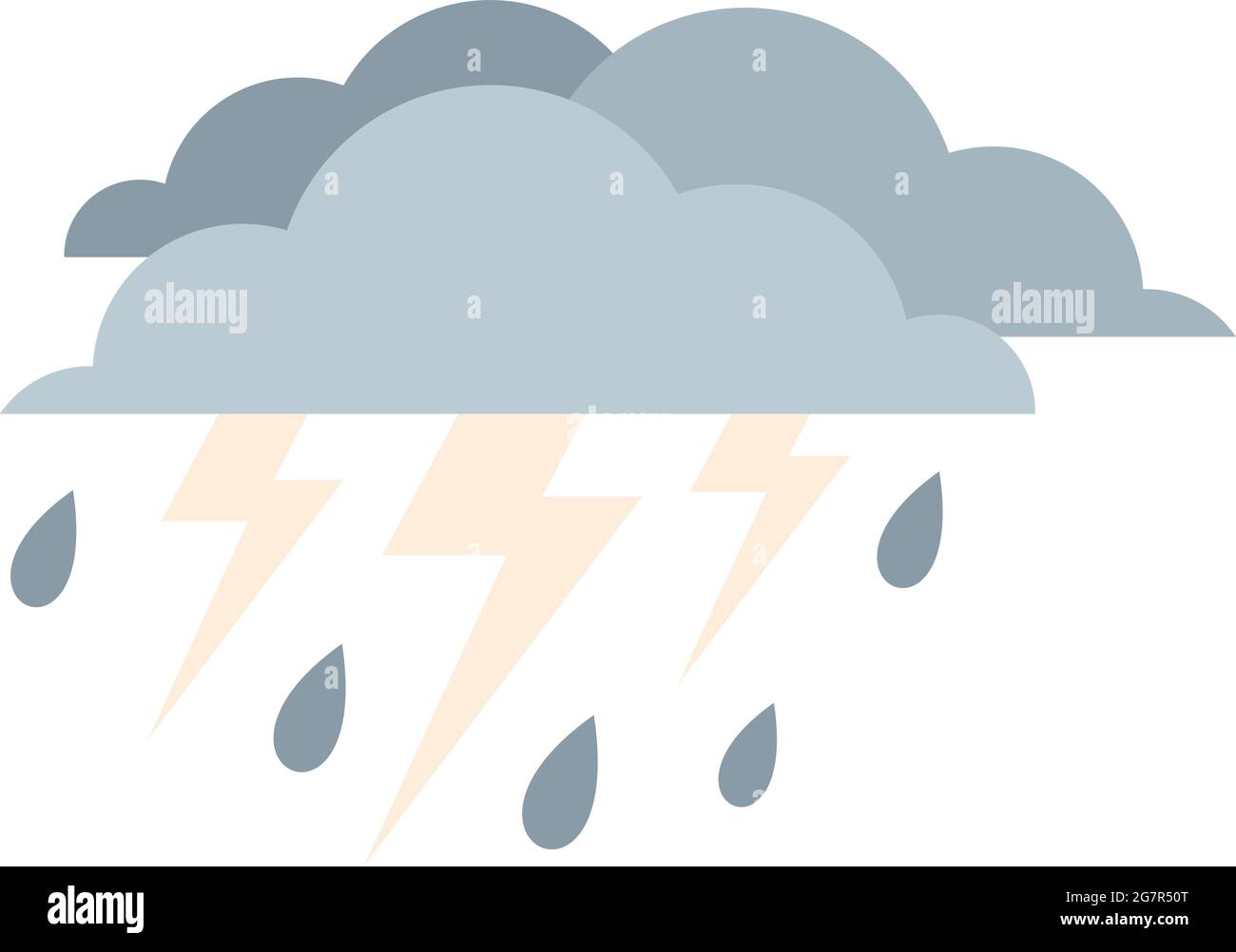Rain thunderstorm icon. Flat illustration of rain thunderstorm vector ...
