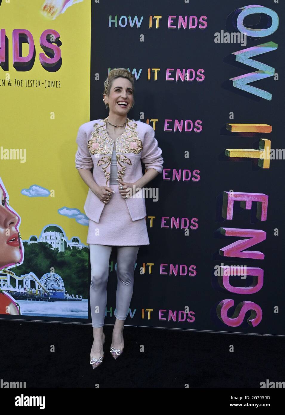 Los Angeles, United States. 16th July, 2021. Co-director, writer and cast member Zoe Lister-Jones attends the premiere of the motion picture comedy 'How It Ends' at NeueHouse in Los Angeles on Thursday, July 15, 2021. Storyline: In this feel-good apocalyptic comedy, Liza (Zoe Lister-Jones) embarks on a hilarious journey through LA in hopes of making it to her last party before it all ends, running into an eclectic cast of characters along the way. Photo by Jim Ruymen/UPI Credit: UPI/Alamy Live News Stock Photo