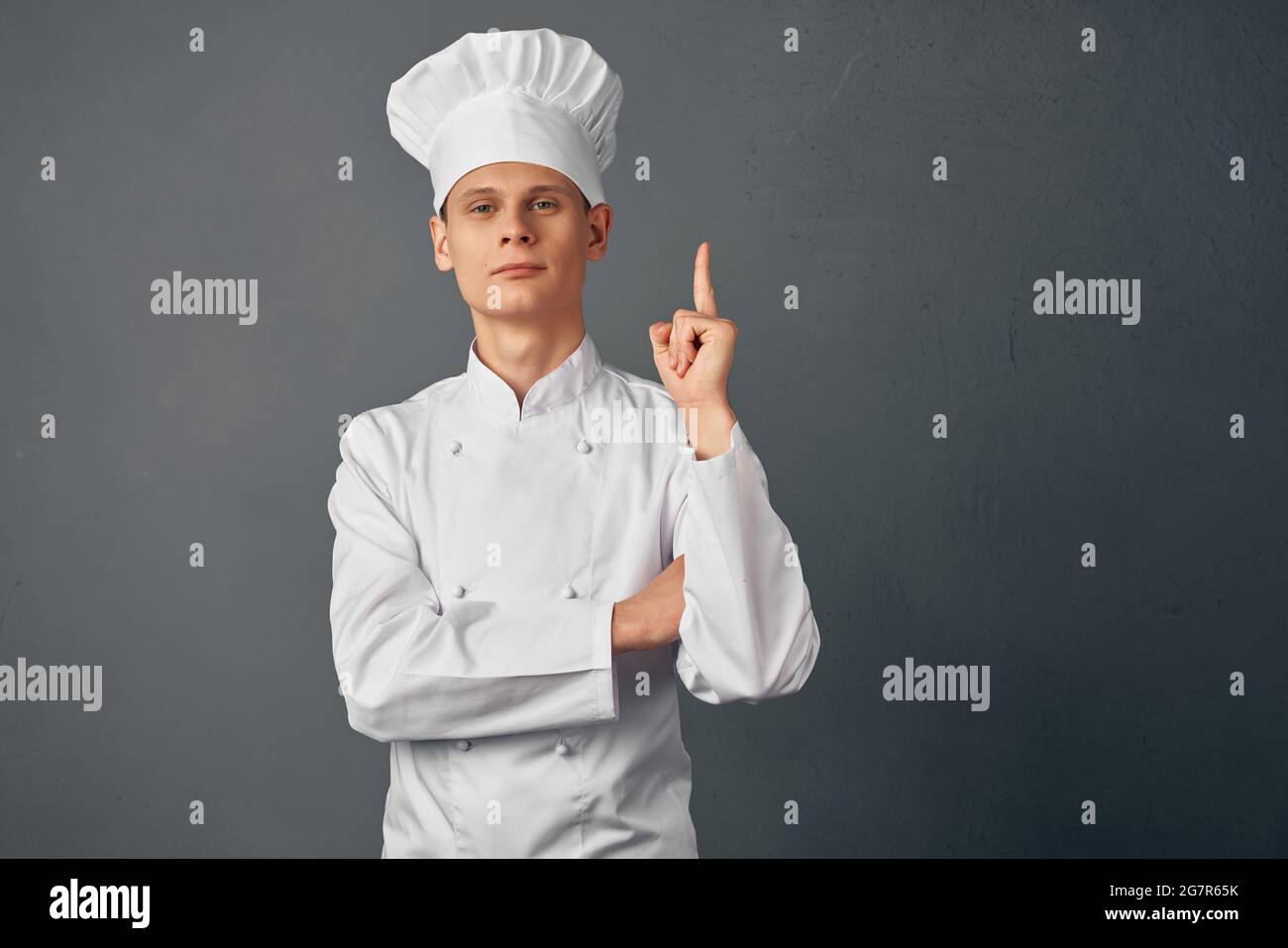 male chef in professional uniform work restaurant Stock Photo Alamy