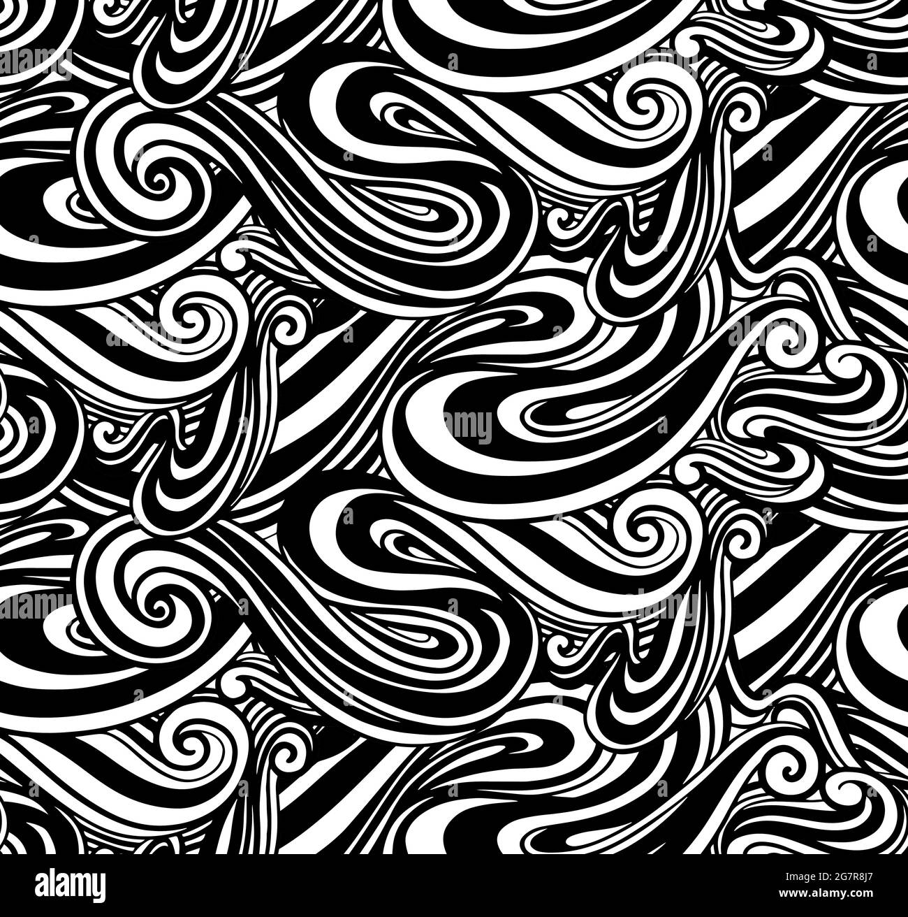 Seamless pattern wave abstract.Line drawing style.Fashion textile fabric. Stock Vector