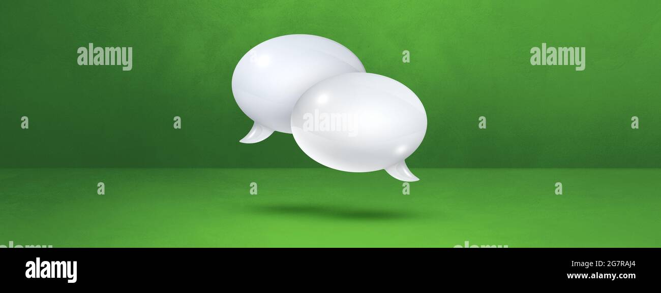 3D white speech bubbles isolated on green banner background Stock Photo ...