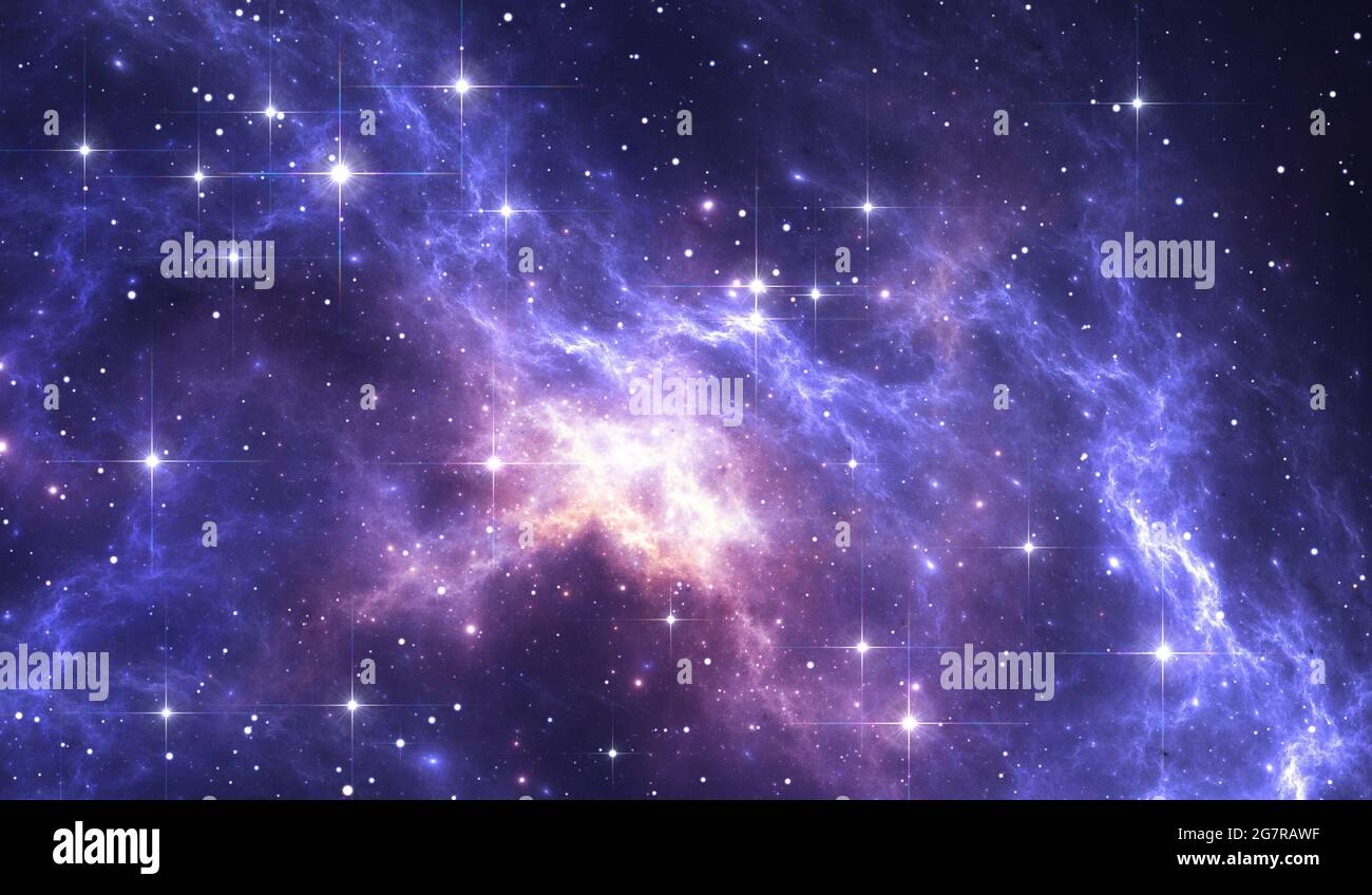 Night sky space background with nebula and stars, illustration Stock ...