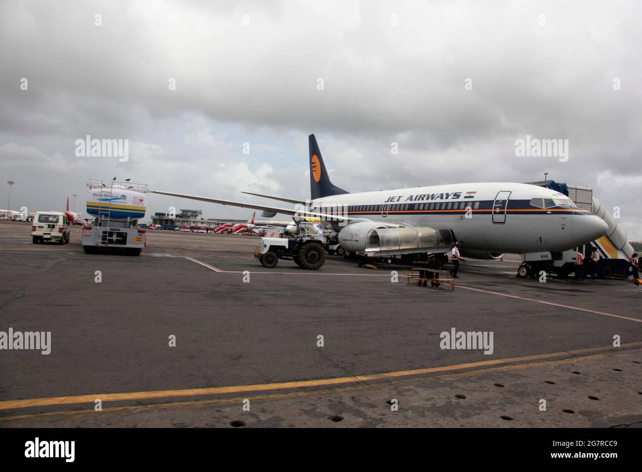 Jet Airways aeroplane, Mumbai Airport, Sahar International Airport, Chhatrapati Shivaji International Airport, CSIA, Bombay, Mumbai, Maharashtra, India, Asia Stock Photo