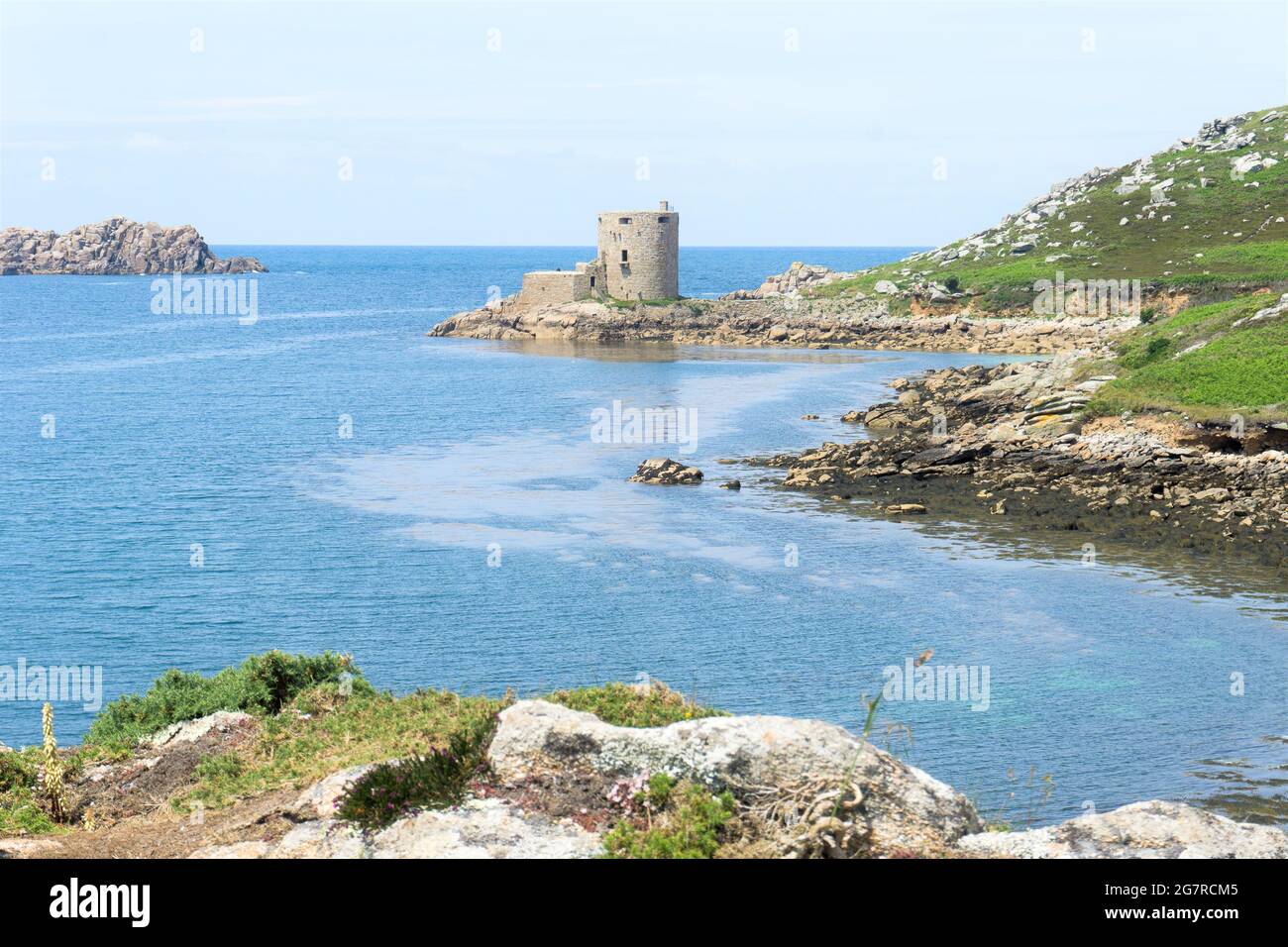 Cromwell's Castle on Tresco, Isles of Scilly, Cornwall, UK Stock Photo