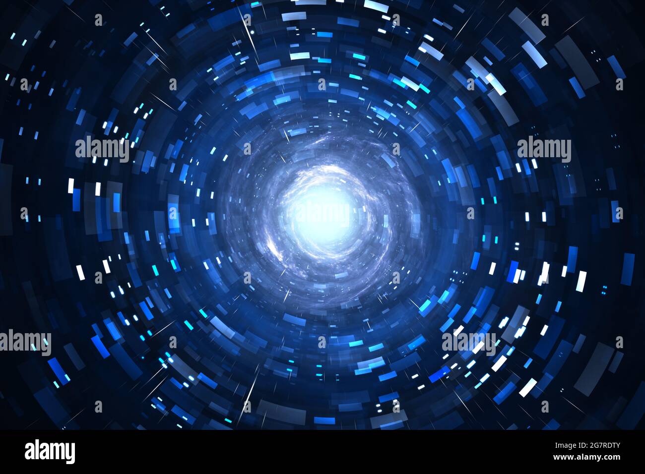 Time warp, traveling in space. Time dilation, illustration Stock Photo