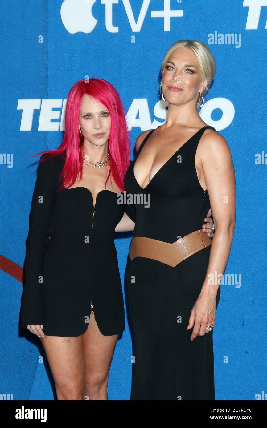 LOS ANGELES - JUL 15:  Juno Temple, Hannah Waddingham at the Ted Lasso Season 2 Premiere Screening at the Pacific Design Center Rooftop on July 15, 2021 in Los Angeles, CA Stock Photo