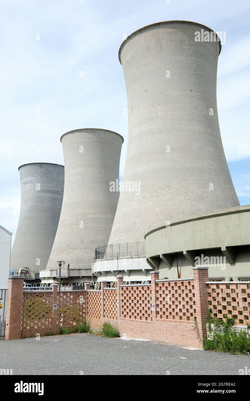 cooling tower of the geothermal power plant of Larderello, Tuscany, Italy Stock Photo