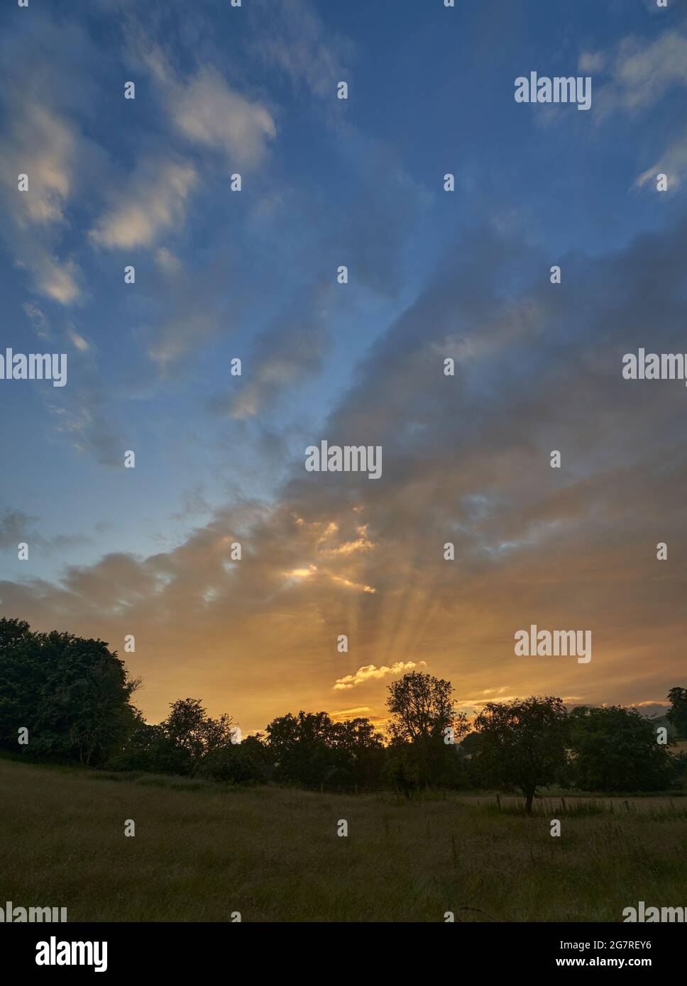 Stunning summer sunset near Darnick in the Scottish Borders Stock Photo