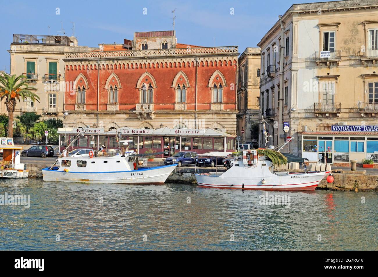 View on the riva della posta, in Ortigia,UNESCO World Heritage Site in Sicily Stock Photo