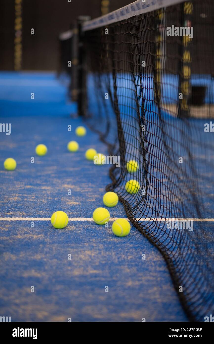 Tennis ball on the floor after a match Padel balls Yellow tennis