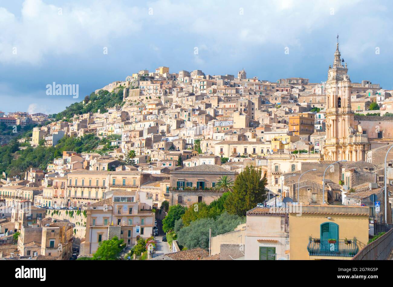 View on the old town of Modica, Sicily Stock Photo