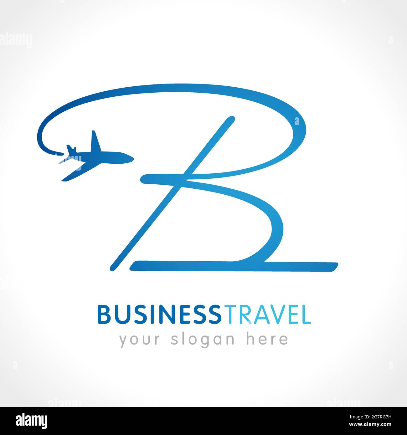 B tourism company logotype. Alphabet navigate sign, airlines plane, lowcost airways brand, logistic lowcoster hand writing graphic abstract template, Stock Vector