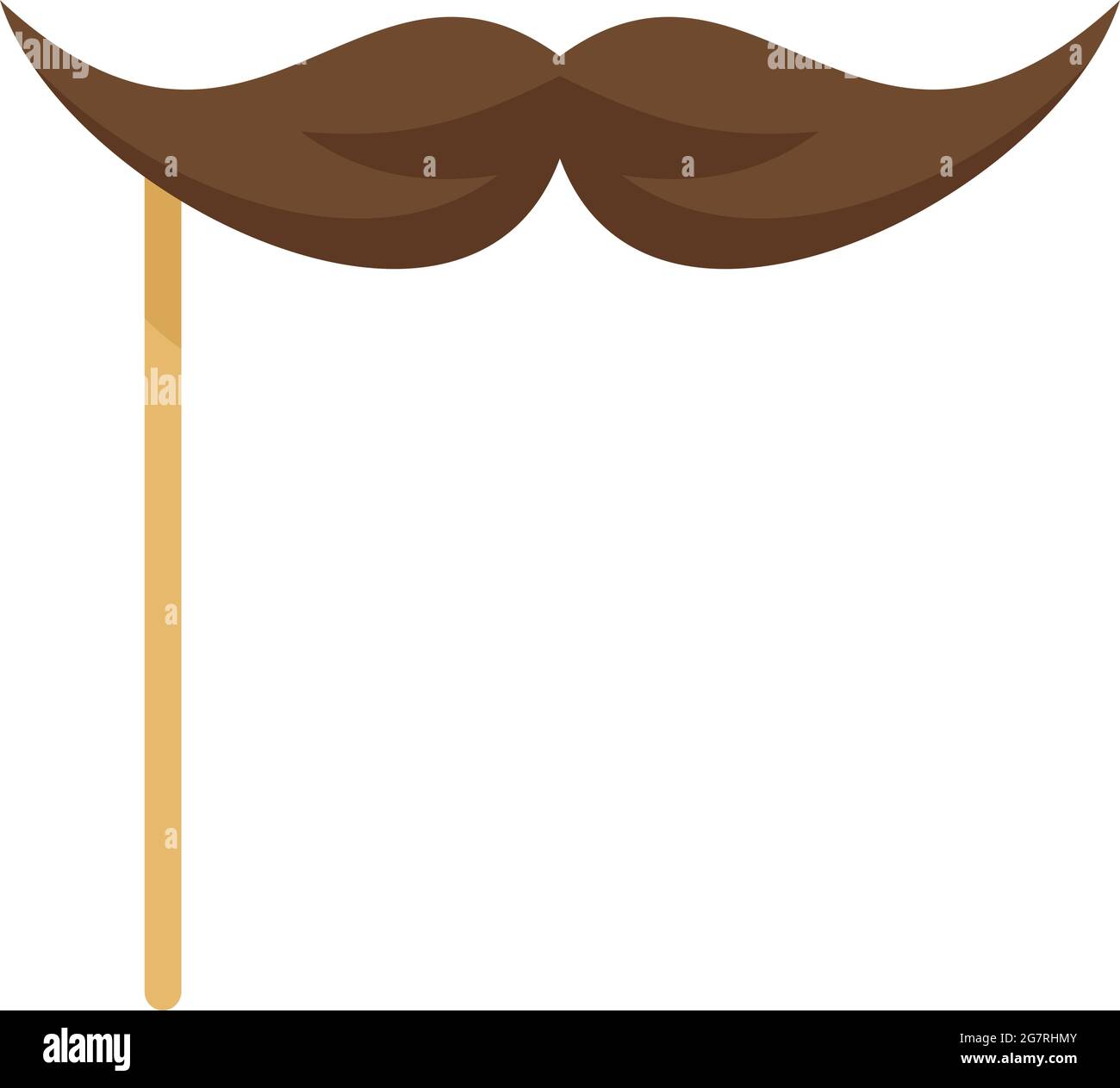 Mustache on stick icon. Flat illustration of mustache on stick vector icon  isolated on white background Stock Vector Image & Art - Alamy