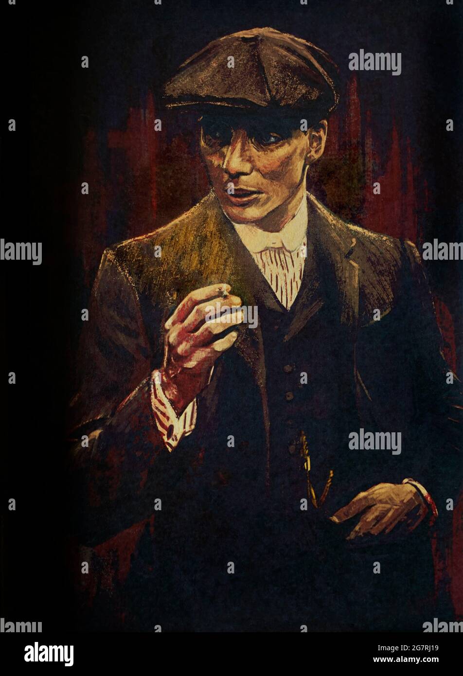 Peaky Blinders art, Tommy Shelby portrait Stock Photo