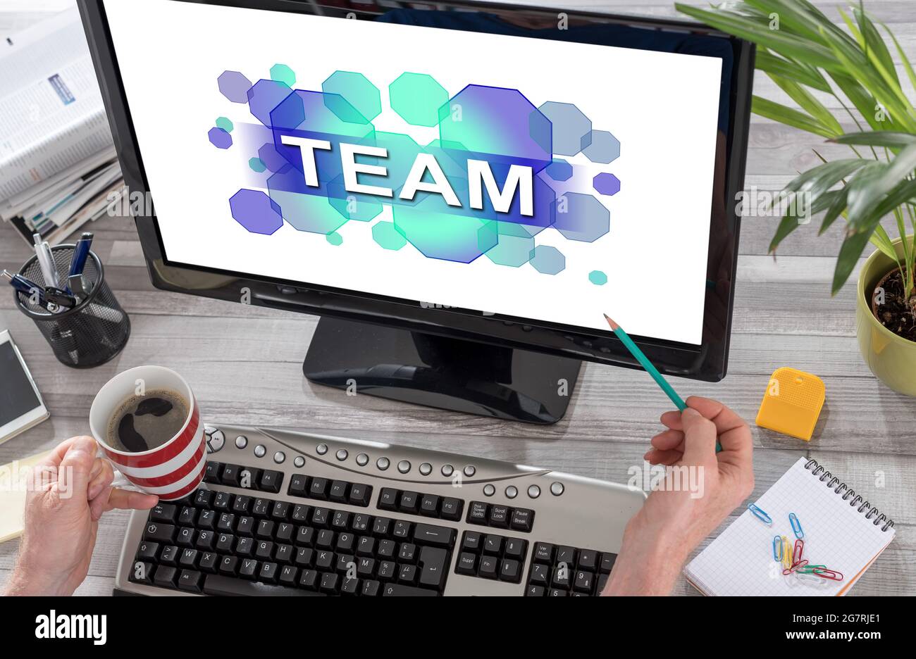 Team Computer. Sign Team concept on a computer screen Stock Photo - Alamy