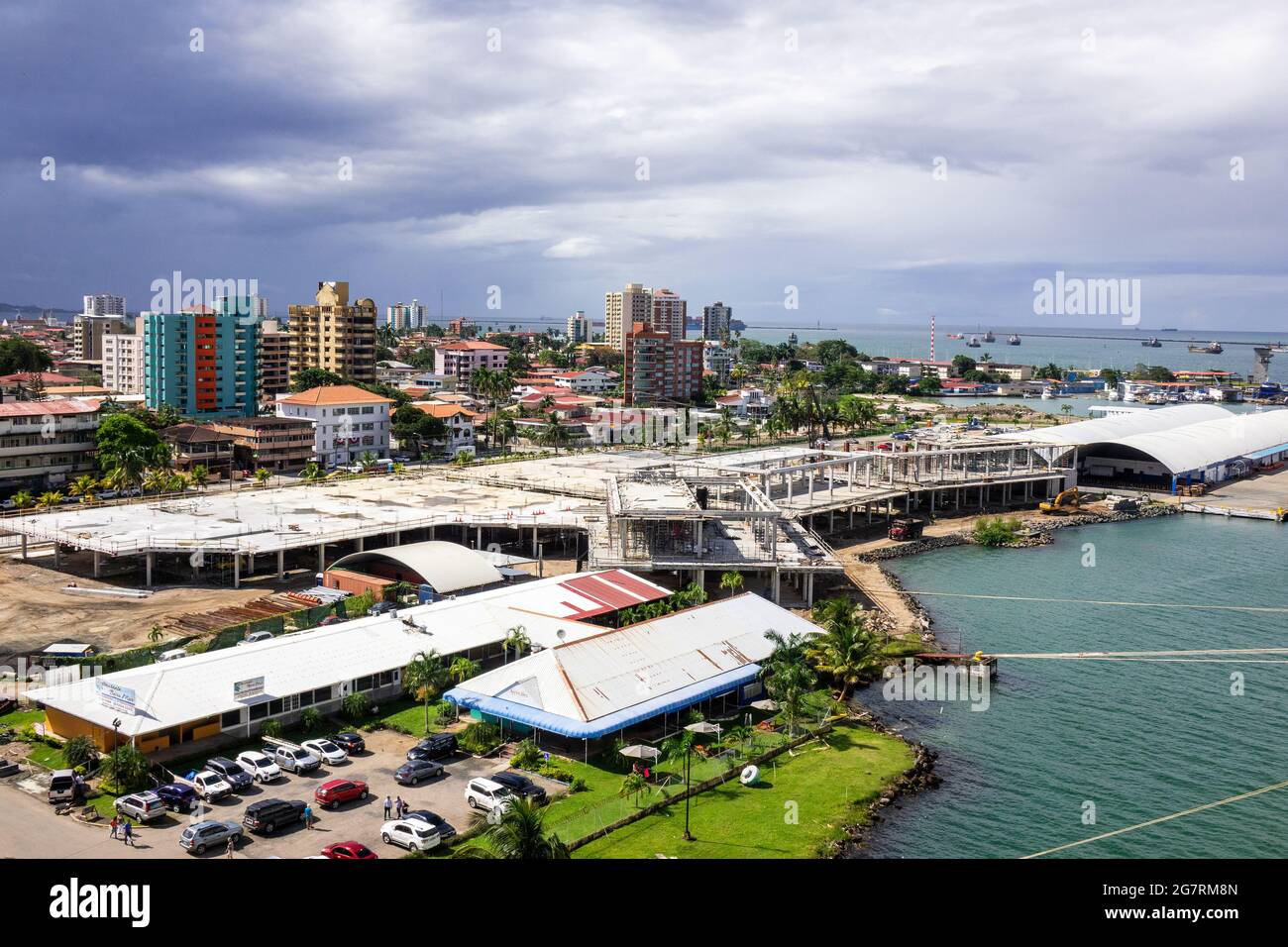 Expansion Construction Of Colon Cruise Port Panama, Entrance To The Panama Canal November 2018 Stock Photo