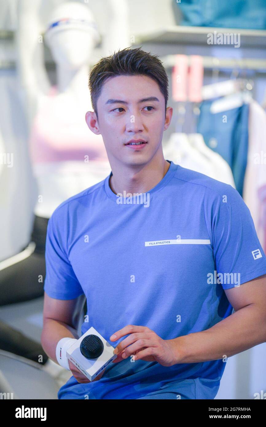 Chinese actor and model Huang Jingyu, also known as Johnny Huang, stands for  a promotional event of Italian sportswear brand FILA in Zhengzhou City,  central China's Henan Province, 15 July 2021. (Photo by ChinaImages/Sipa  USA) Credit: Sipa US ...