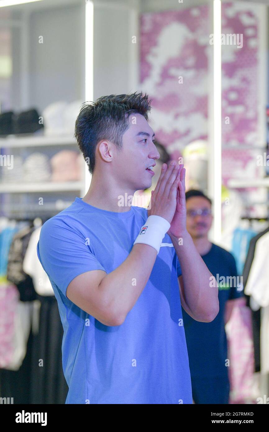 Chinese actor and model Huang Jingyu, also known as Johnny Huang, stands for  a promotional event of Italian sportswear brand FILA in Zhengzhou City,  central China's Henan Province, 15 July 2021. (Photo