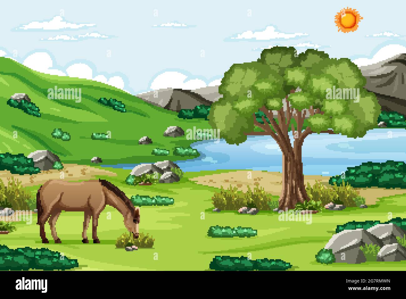 Outdoor scene with nature forest illustration Stock Vector Image & Art ...