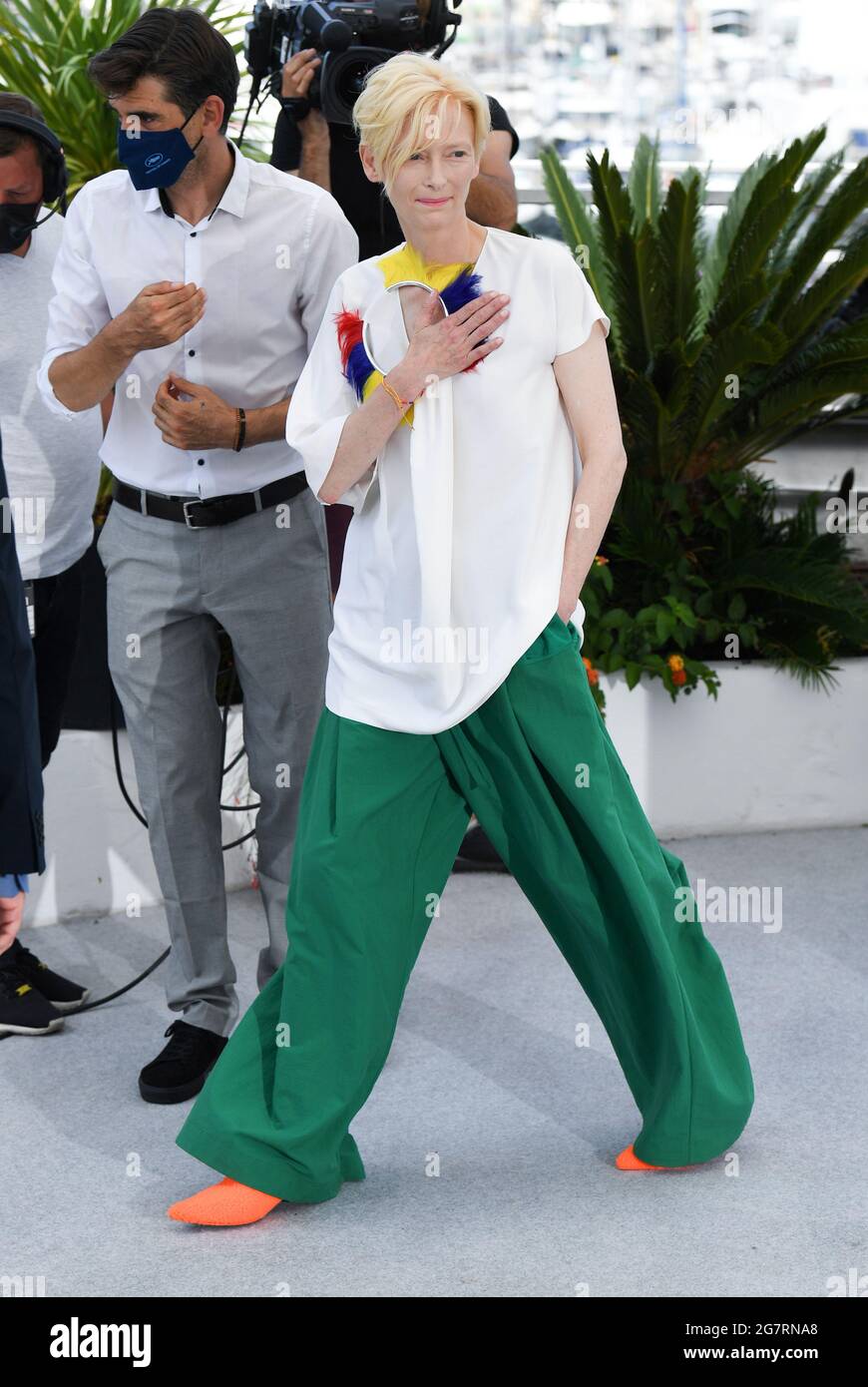 Cannes, France. 16th July, 2021. Tilda Swinton at the photocall for Memoria, held at the Palais des Festival. Part of the 74th Cannes Film Festival. Credit: Doug Peters/Alamy Live News Stock Photo