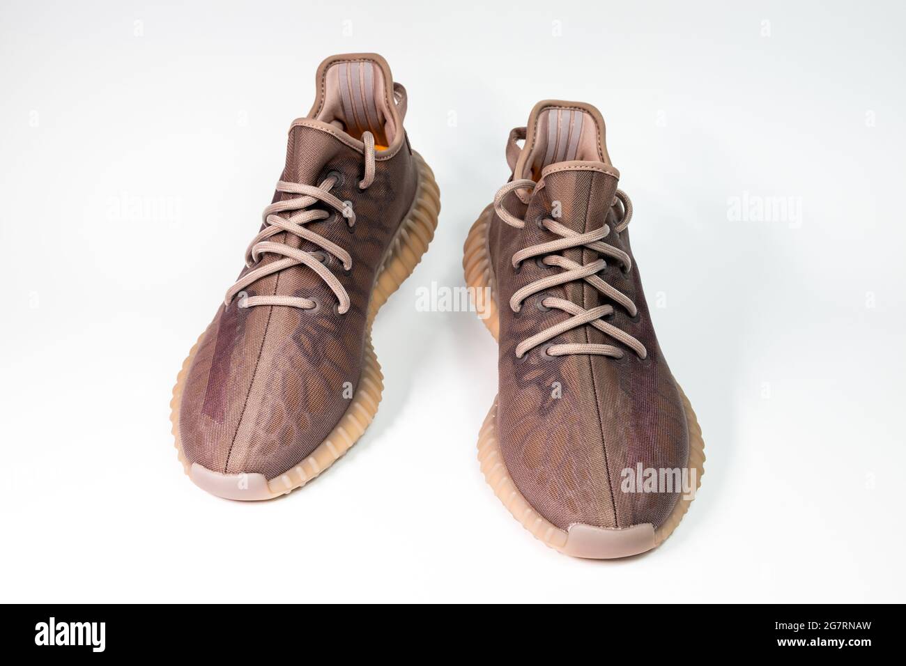 WARSAW, POLAND - Jul 06, 2021: A closeup of Adidas Yeezy boost 350 V2 Mono  Mist. Famous limited collection sneakers. Adidas running shoes isolated on  Stock Photo - Alamy