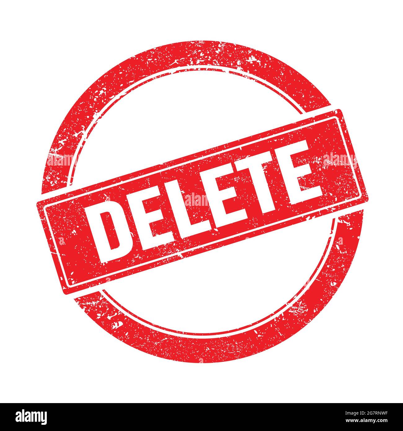 DELETE text on red grungy round vintage stamp Stock Photo Alamy
