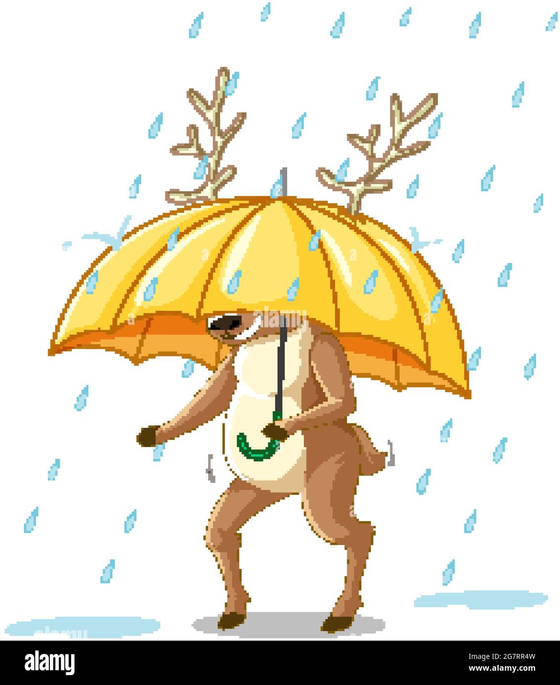 Reindeer carries an umbrella isolated on white background illustration Stock Vector Image & Art 