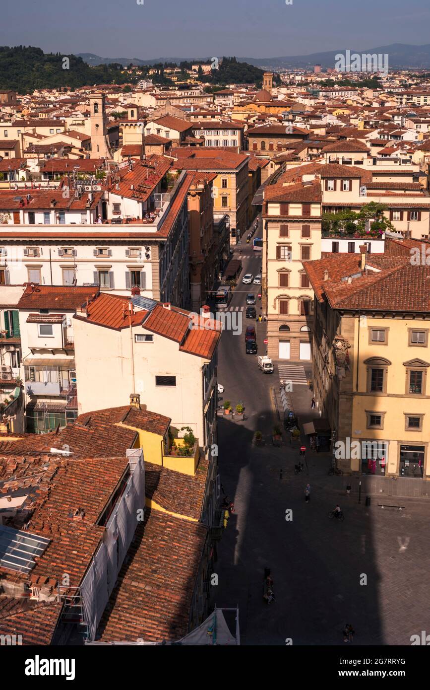 Terracotta roof tops of the city of Florence, Italy, Tuscany. Stock Photo