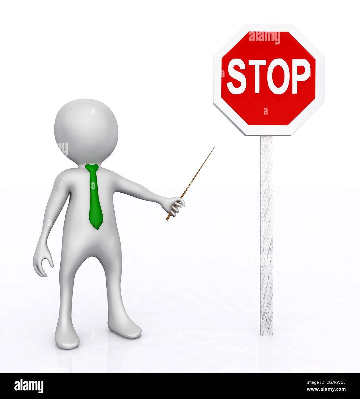 3D figure as driving instructor with stop sign Stock Photo - Alamy