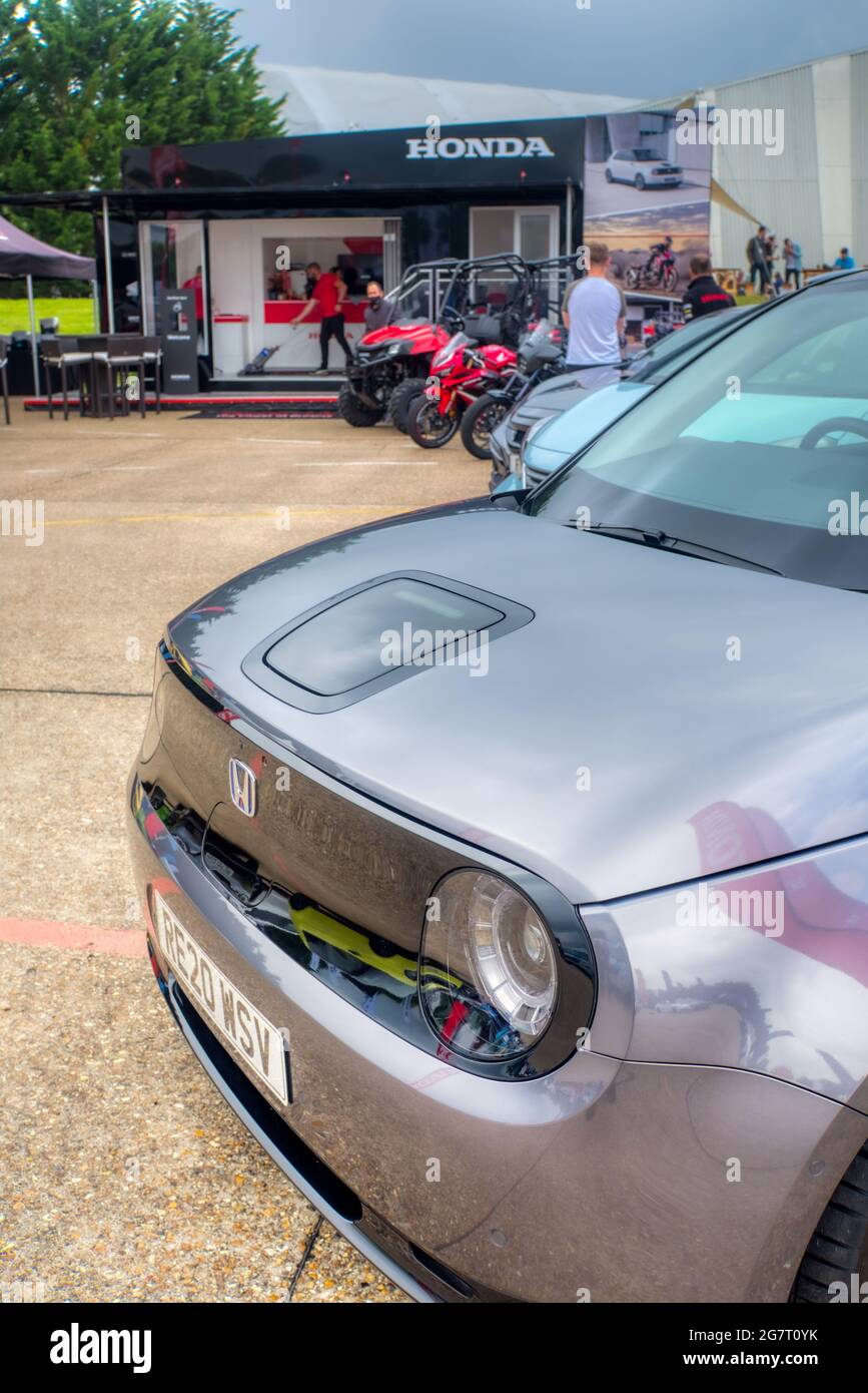 Honda's first electric car, a plug-in battery-electric Honda e, Millbrook Proving Ground test track, Bedfordshire, UK Stock Photo