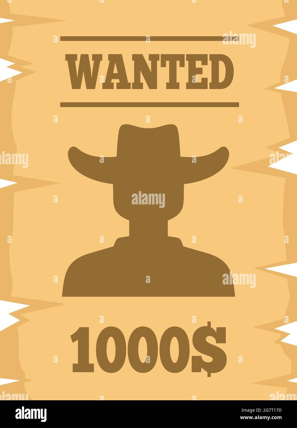 Western wanted paper icon. Flat illustration of western wanted paper vector icon isolated on white background Stock Vector