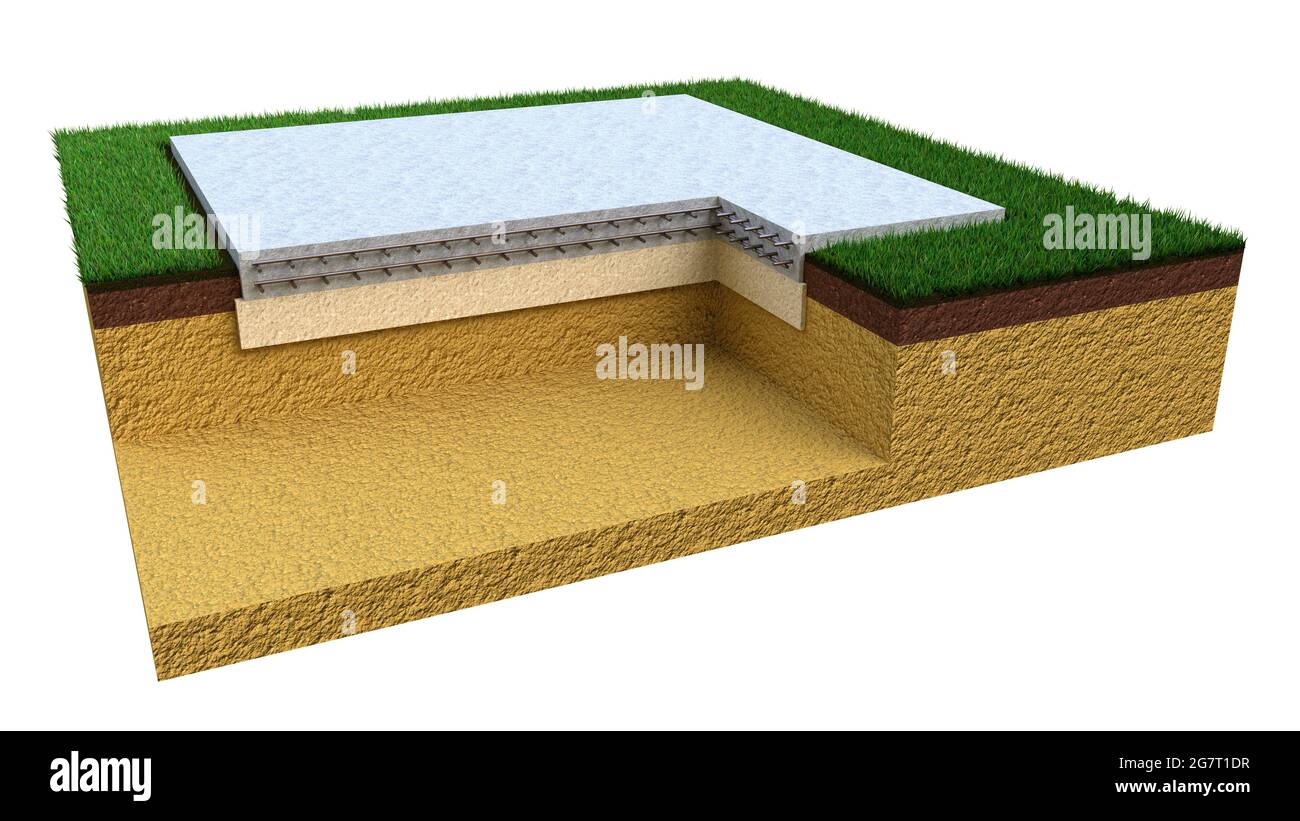 Poured Reinforced Concrete Slab Base Isolated Industrial 3d Illustration Stock Photo Alamy