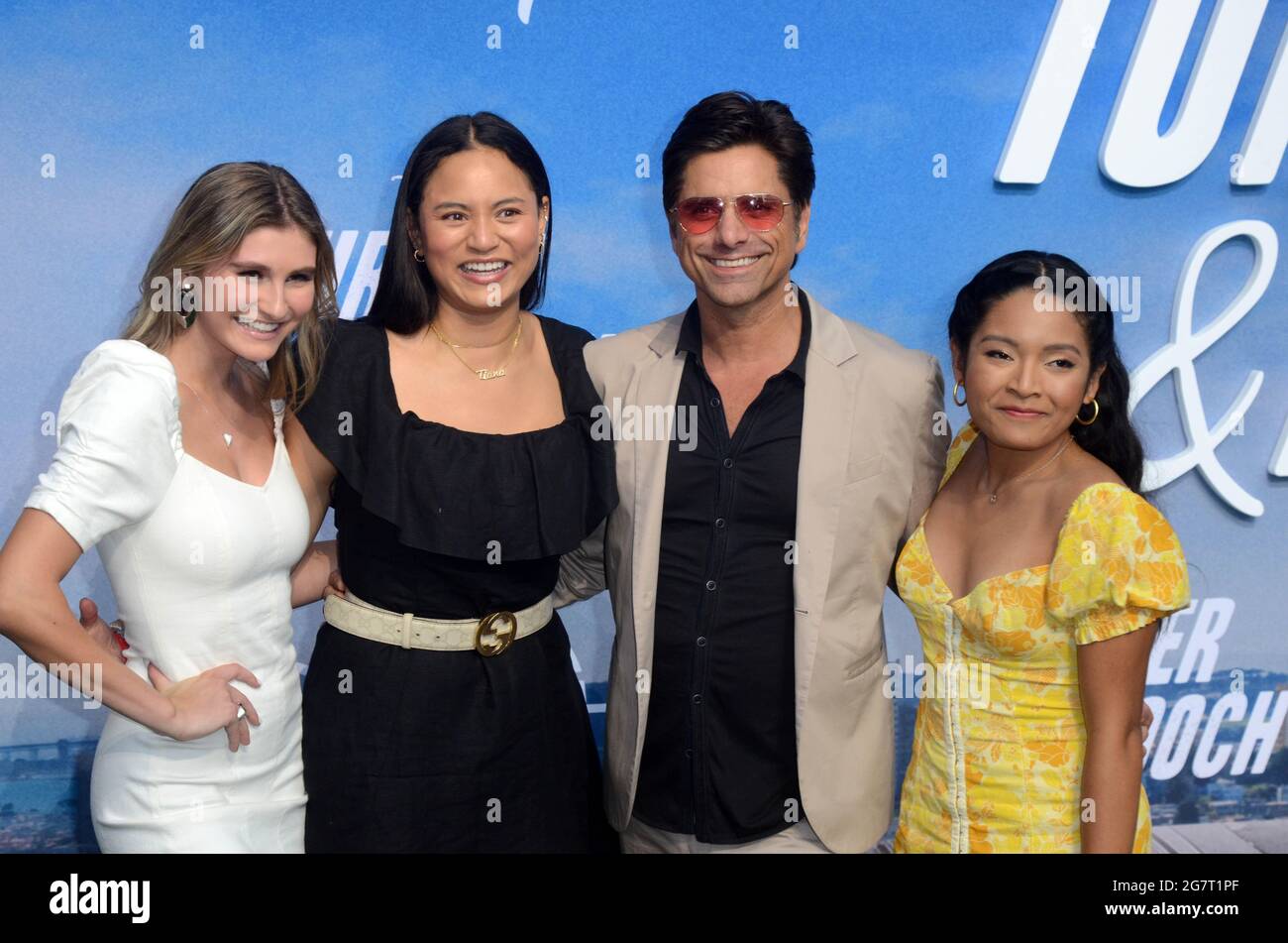 LOS ANGELES - JUL 15: Cricket Wampler, Tiana Lee, John Stamos, Tisha ...
