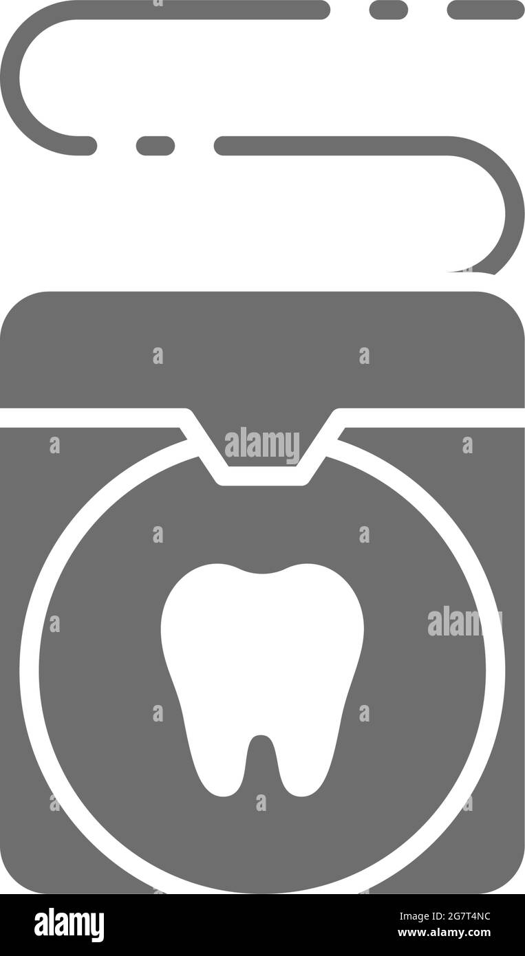 Vector dental floss, tooth care grey icon Stock Vector Image & Art - Alamy