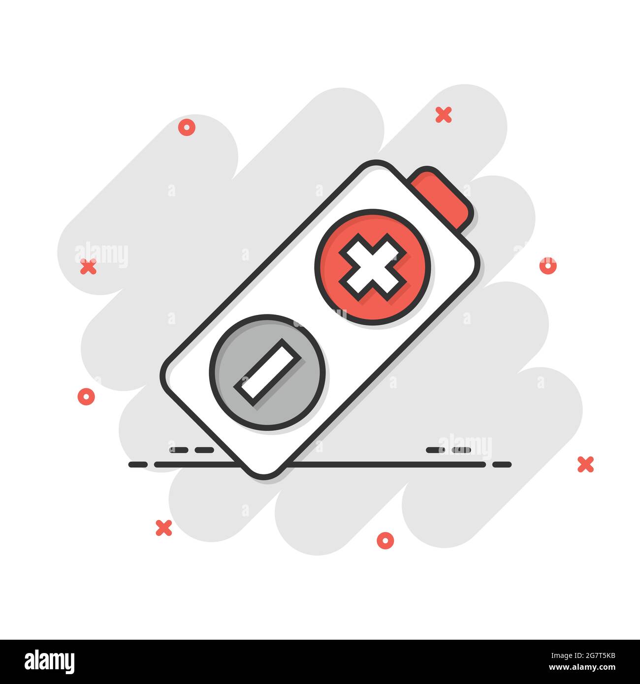 Vector cartoon battery charge level indicator sign icon in comic style ...